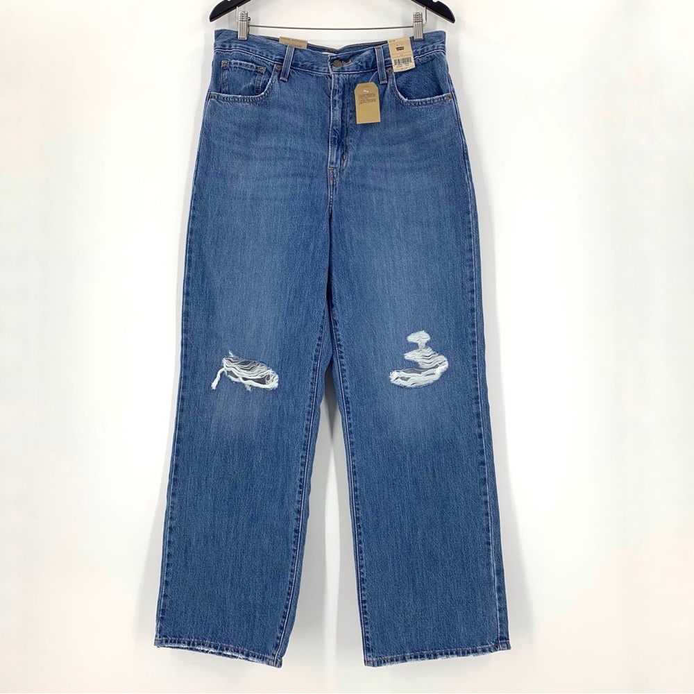 Levi's NWT Distressed Blue High-Waisted Straight Jeans, 31 31